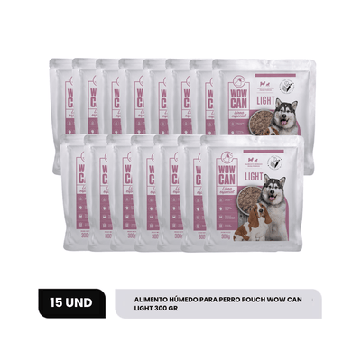 Combo Alimento Húmedo para Perro Pouch Wow Can Light x15 15 Un