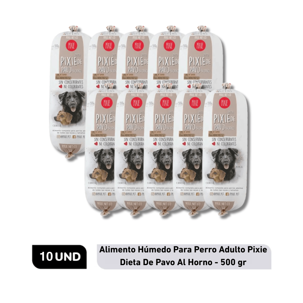 Combo Alimento Húmedo Para Perro Adulto Pixie Dieta De Pavo Al Horno x10 10 Un