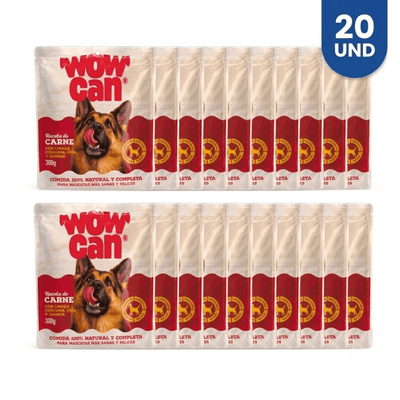 Combo Alimento Húmedo Para Perro Pouch Wow Can Carne - x20 20 Un