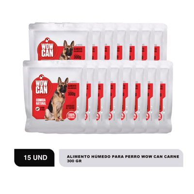 Combo Alimento Húmedo Para Perro Pouch Wow Can Carne - x15 15 Un