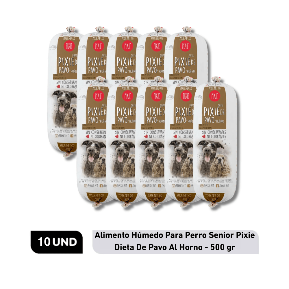 Combo Alimento Húmedo Para Perro Senior Pixie Dieta De Pavo Al Horno x10 10 Un