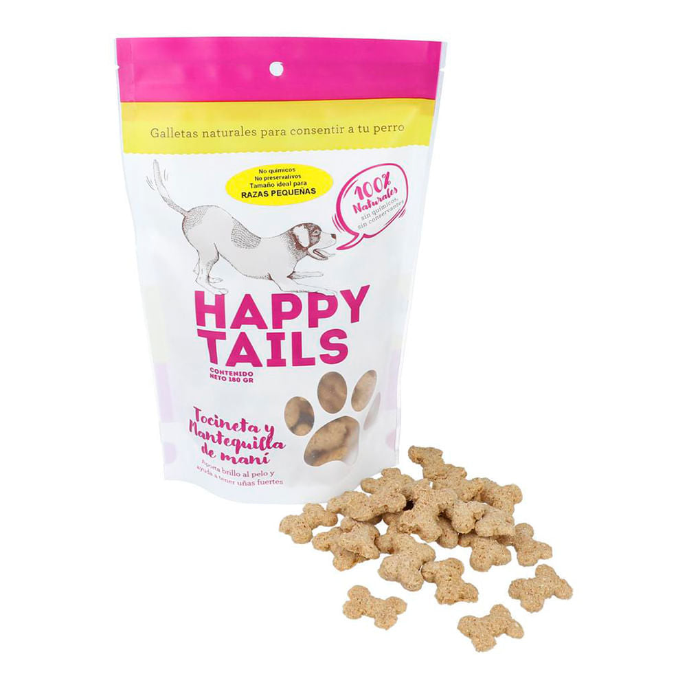 Galleta Para Perro Happy Tails Tocineta Y Mantequilla De Maní Raza Pequeña 180 g