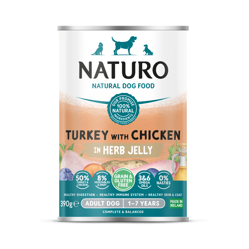 Alimento Húmedo Naturo Adult Turkey With Chicken In Herb Jelly Para Perro 390 g