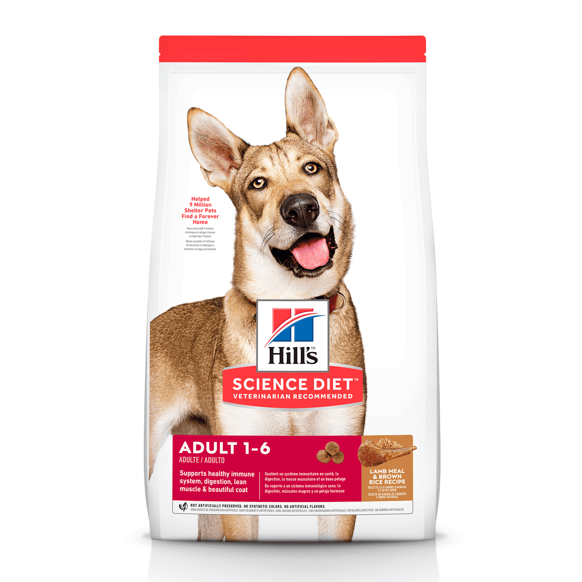 Alimento seco para perro Hills Science Diet Adult cordero y arroz integral 33 lb