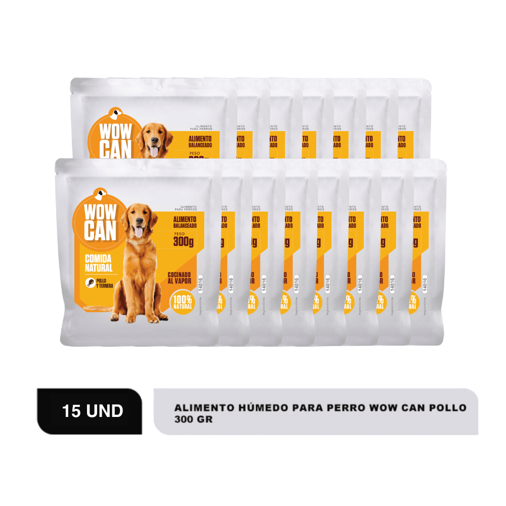 Combo Alimento Húmedo Para Perro Pouch Wow Can Pollo - x15 15 Un