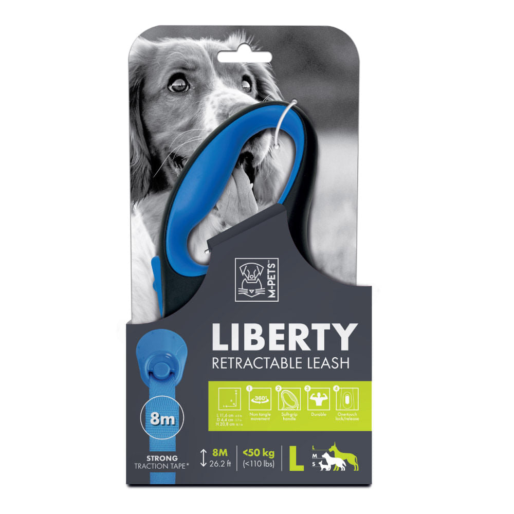 Correa M-Pets Retráctil Liberty Azul para Perro L