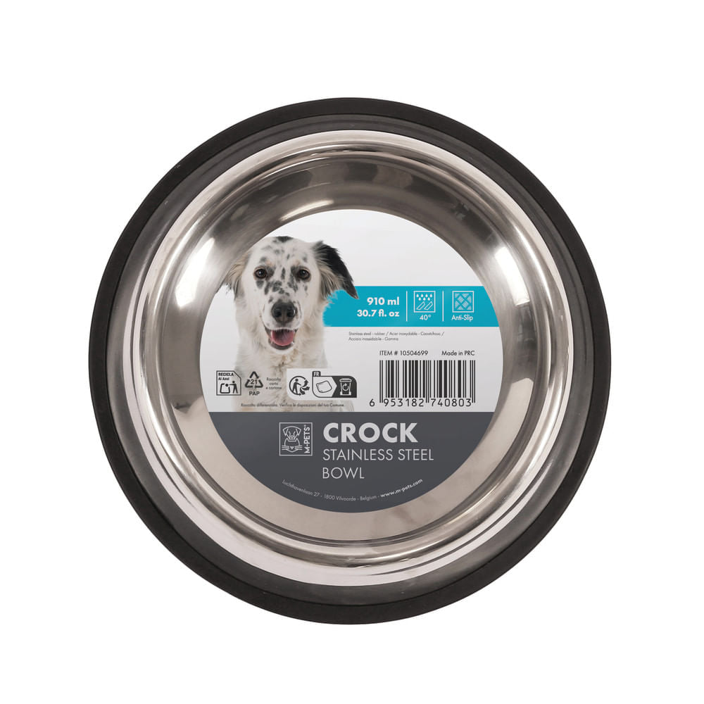 Comedero M-Pets Acero Inoxidable Para Mascotas 910 ml