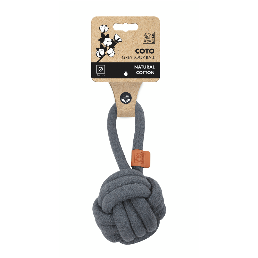 Juguete Para Perro Soga Pelota Coto Gris M-PETS 11 cm