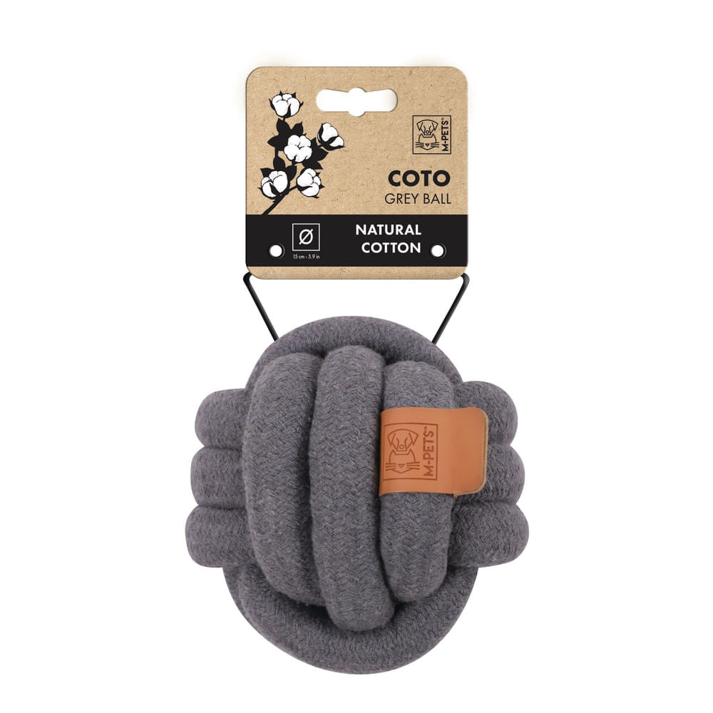 Juguete de cuerda con pelota gris para perro M-pets 15 cm
