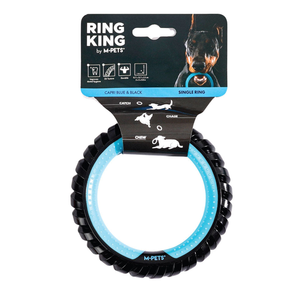 Juguete M-Pets Ring King Azul y Negro para Perro 12,7 x 12,7 x 2,2 cm