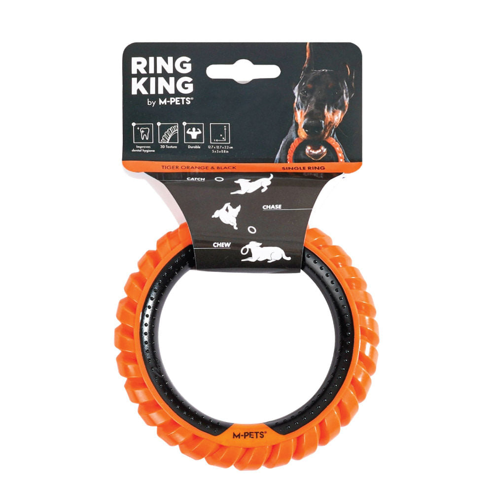 Juguete M-Pets Ring King Naranja y Negro para Perro 12,7 x 12,7 x 2,2 cm
