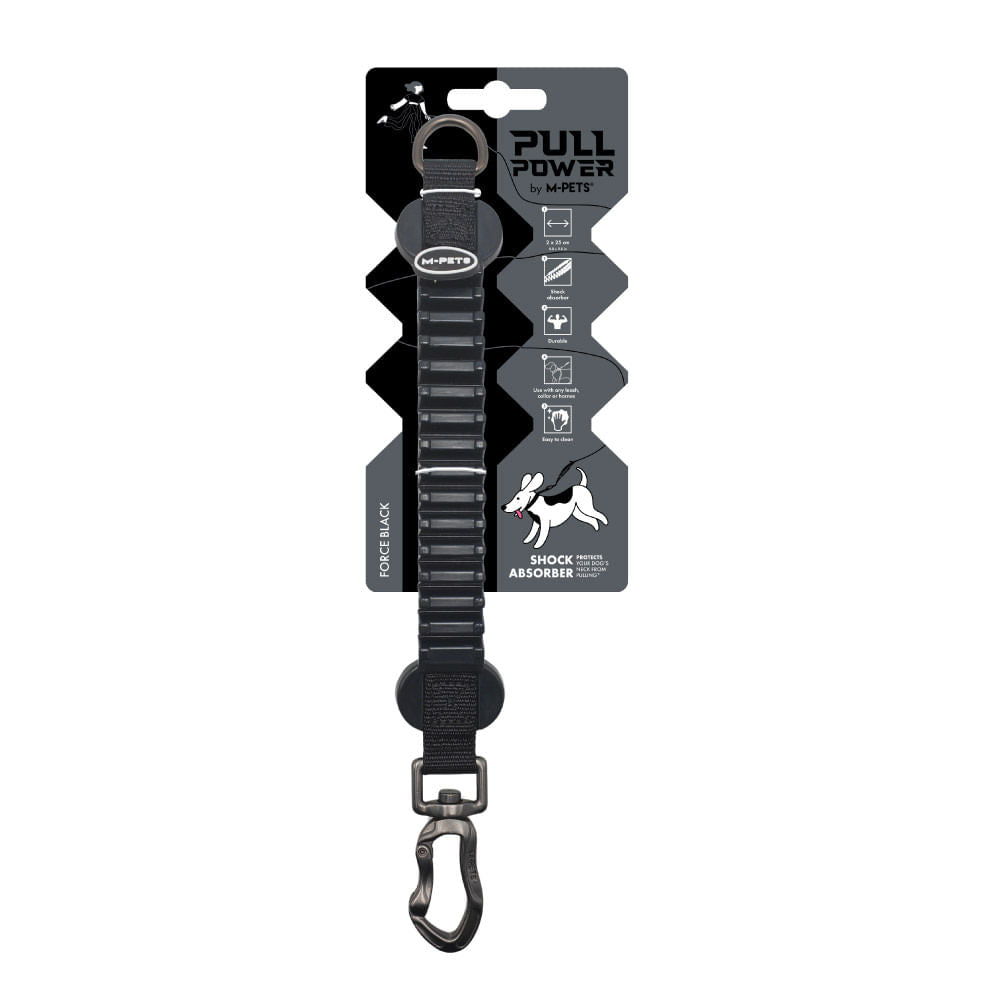 Correa M-Pets Amortiguadora Pull Power Force Negro para Perro 2 cm x 25 cm