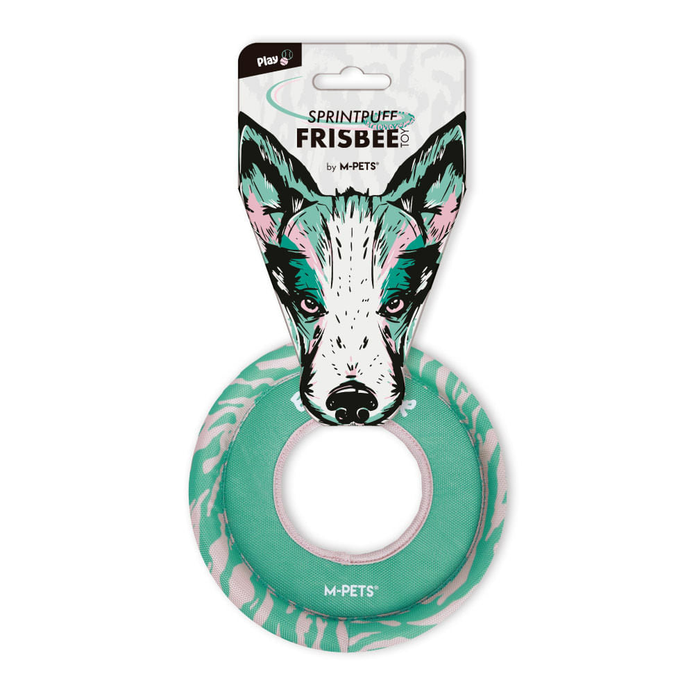 Juguete M-Pets Frisbee Sprintpuff Rosa y Verde para Perro 24 x 24 x 2 cm