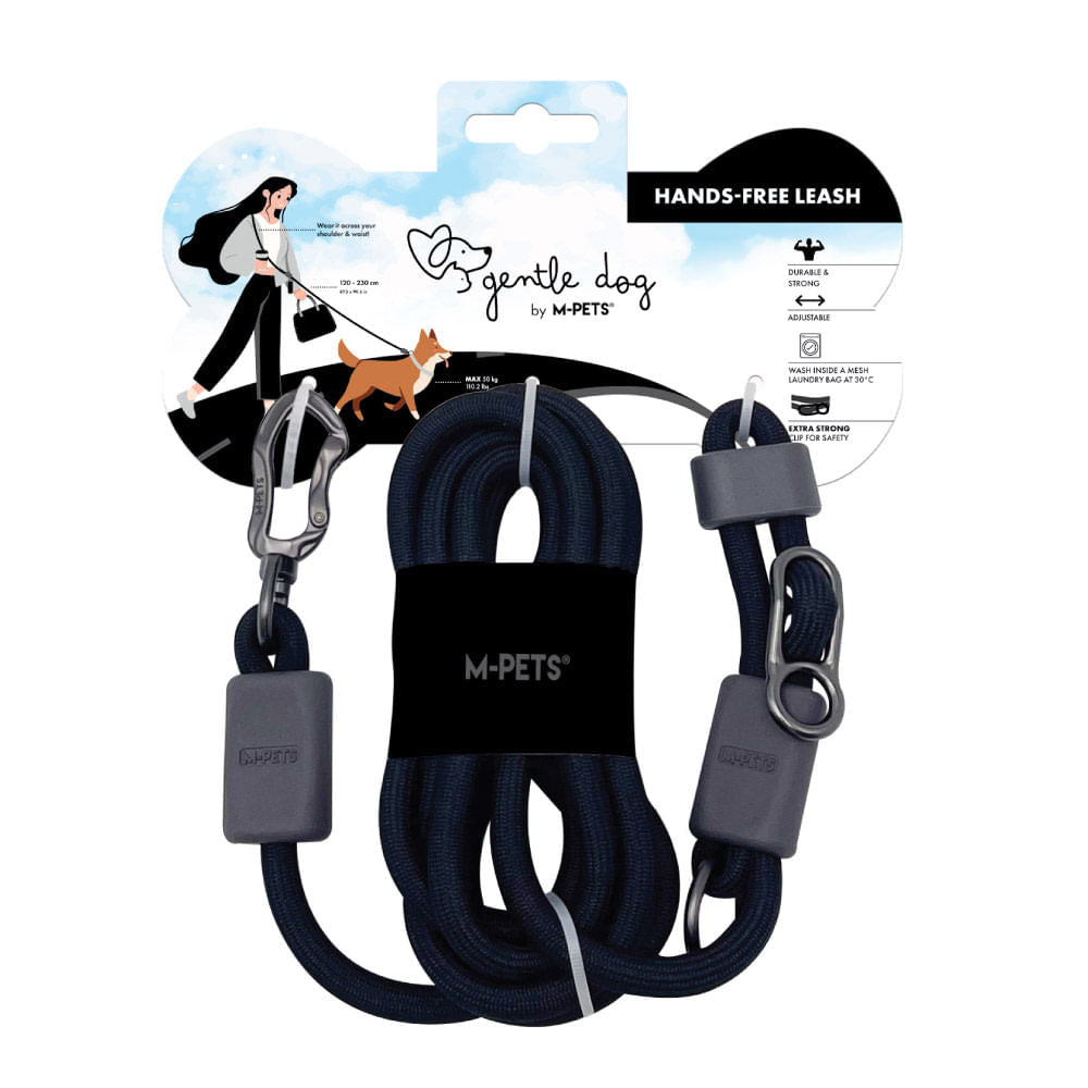 Correa M-Pets Manos Libres Gentle Dog Negro Ónix 1 x 1 x 120–230 cm