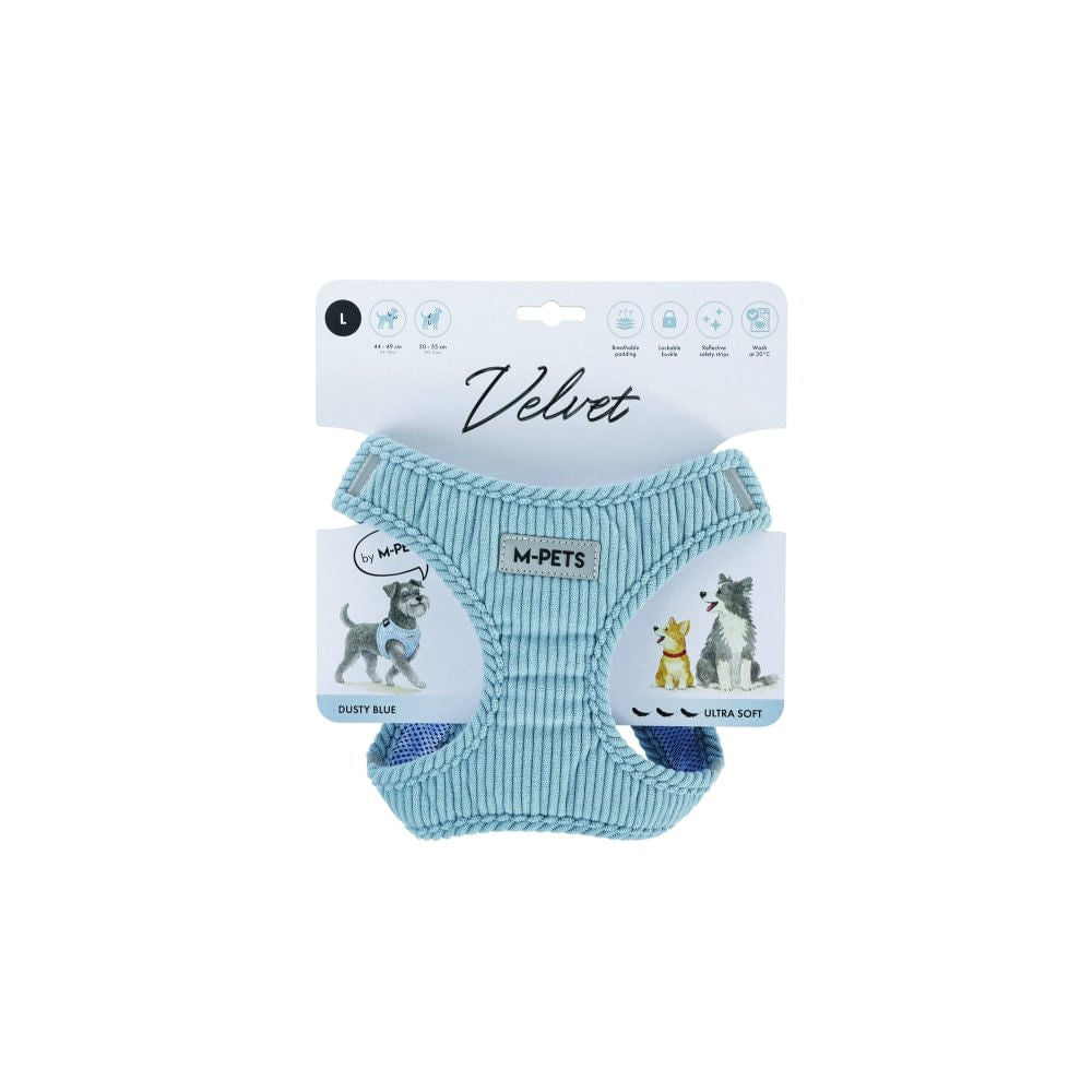 Arnés Velvet azul para perro M-pets L