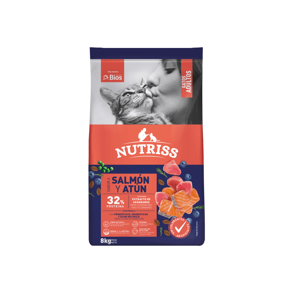 Alimento seco para gatos adultos Nutriss Salmón y Atún 8 kg