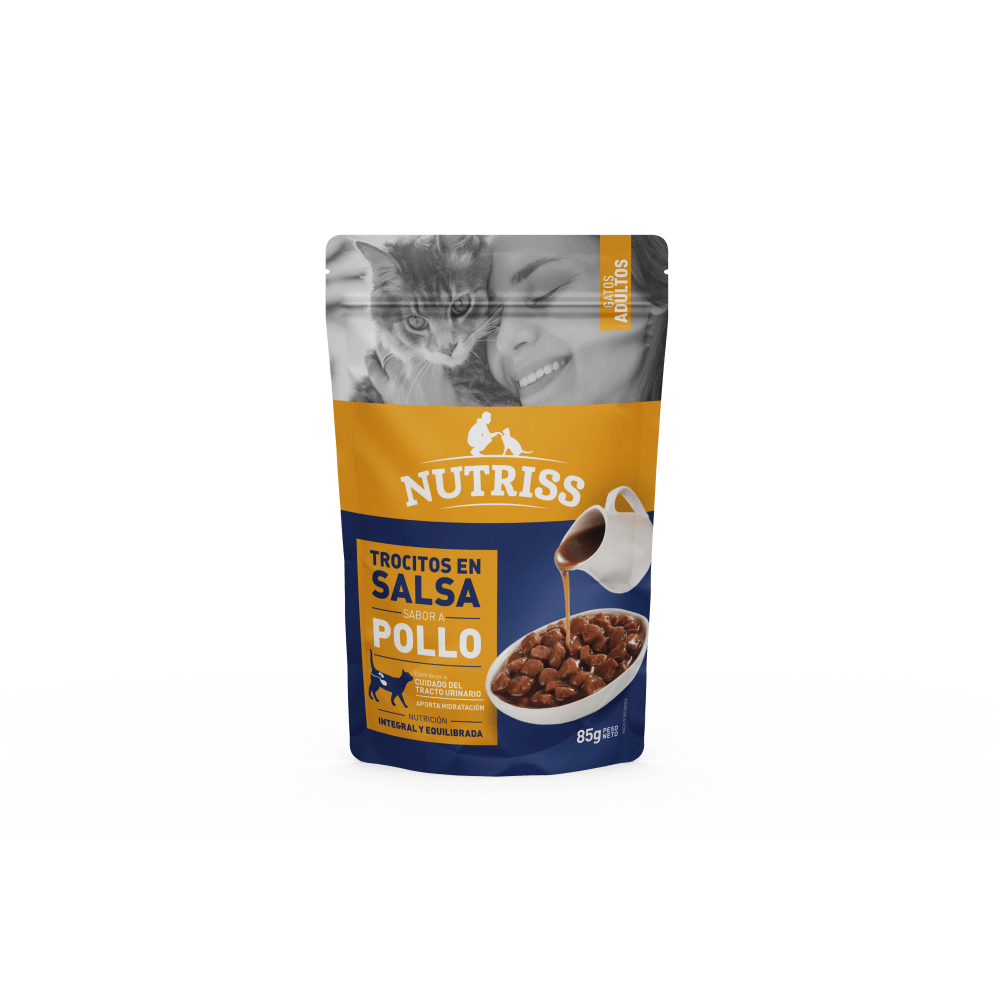 Alimento húmedo para gatos adultos Nutriss Salsa de Pollo 85 g