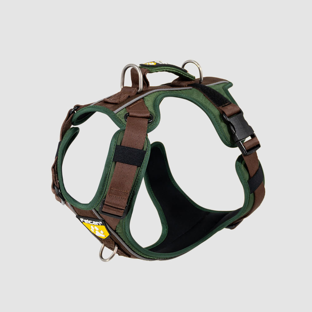 Arnés D-Mountain Verde / Chocolate Felcan para perro XL