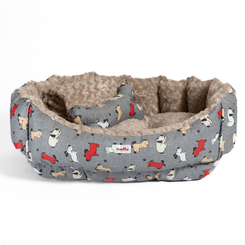 Combo Cama Pecky Gris Guamba Para Perro 60 x 70 cm