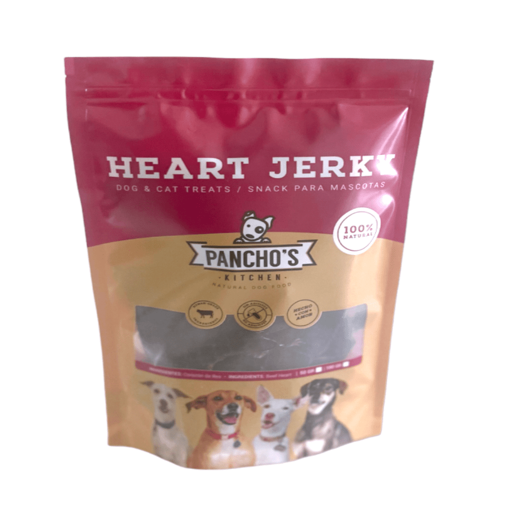 Snack Natural Para Perro Pancho's Kitchen - Heart Jerky 50 g