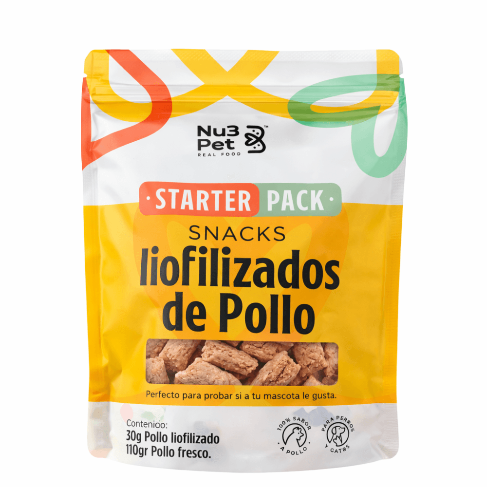 Snack Pollo Liofilizado Starter Pack para Mascotas Nu3pet 30 g