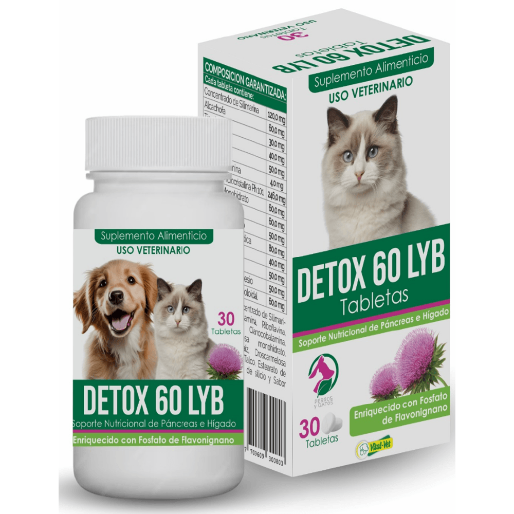 Suplemento detox para mascotas Vital Vet 60 Tab.