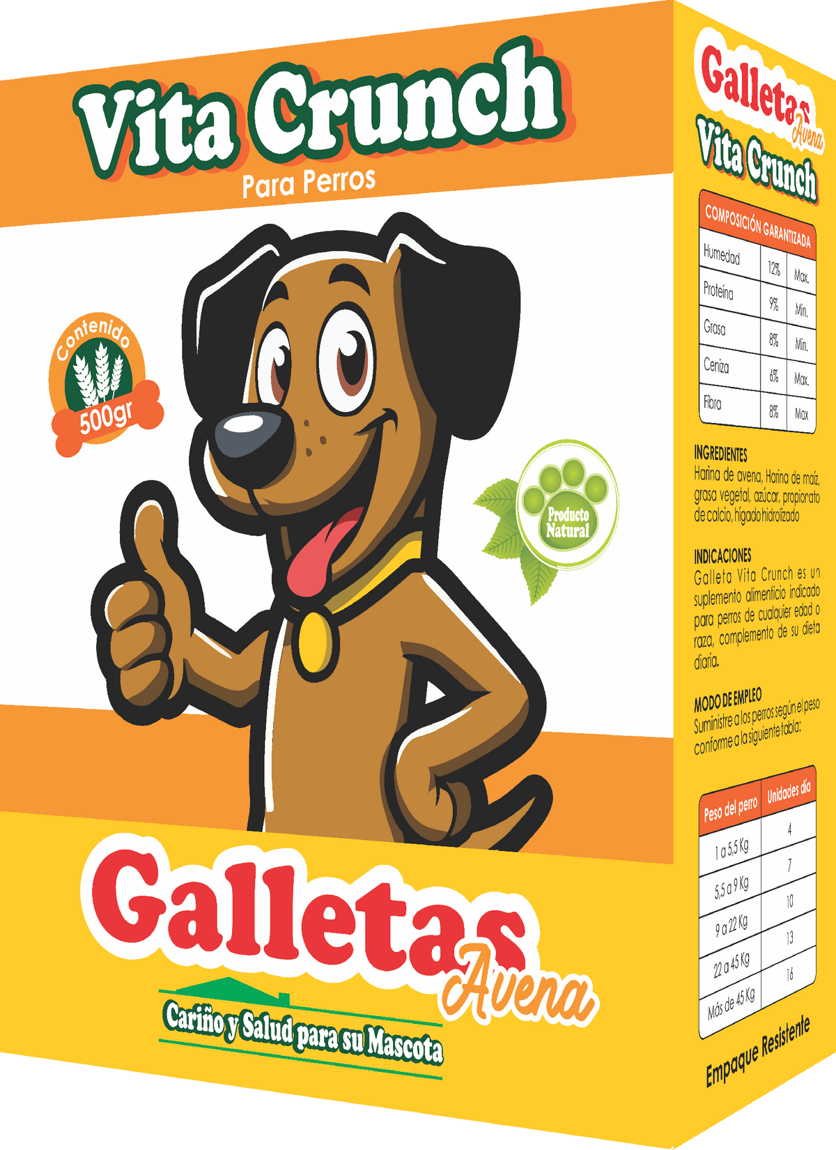 Snack Para Perro Vita Crunch Galleta Caja Avena 500 g