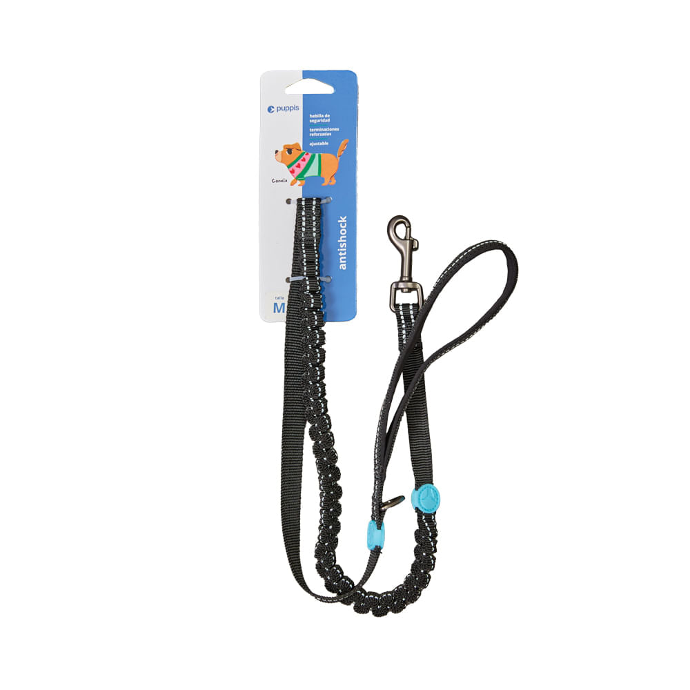 Correa Para Perro Antishock Negro Puppis L