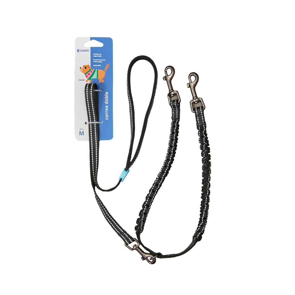 Correa Para Perro Doble Negro Puppis L