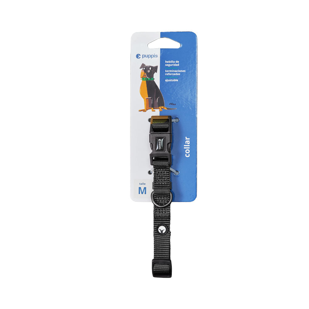Collar Para Perro Nylon Negro Puppis M
