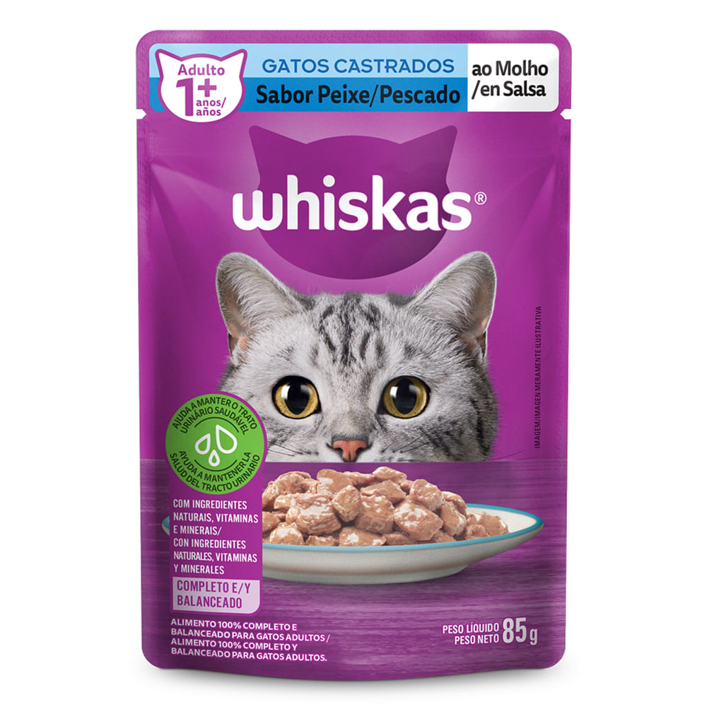 Alimento Húmedo Para Gato Whiskas Castrados Pescado 85 g