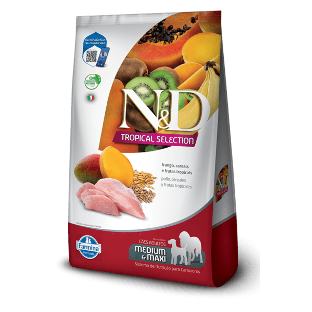 Alimento N&D Tropical Can Fgo Adt Md/Mx 2 + 0,5 kg