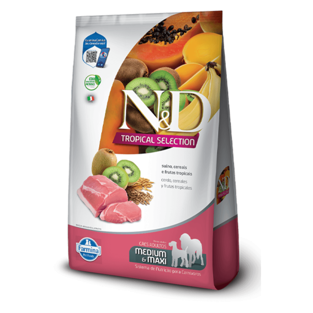 Alimento N&D Tropical Can Suino Adt Md/Mx 2 + 0,5 kg