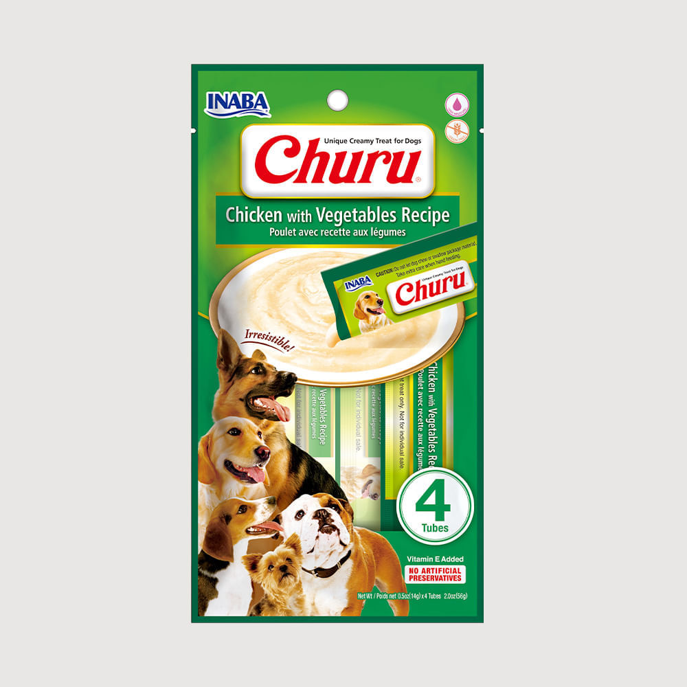 Snack Para Perro Churu Pollo con Vegetales 4 TUBOS X 14 g