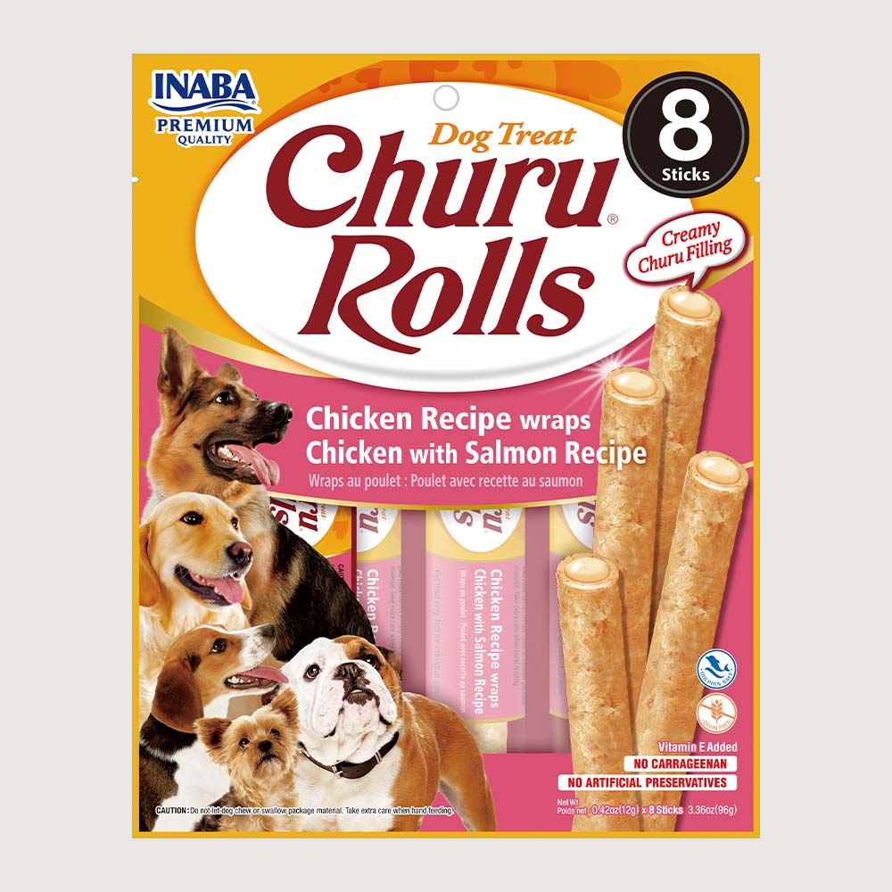 Snack Para Perro Churu Rolls Pollo - Salmón 96 g - 8 Piezas