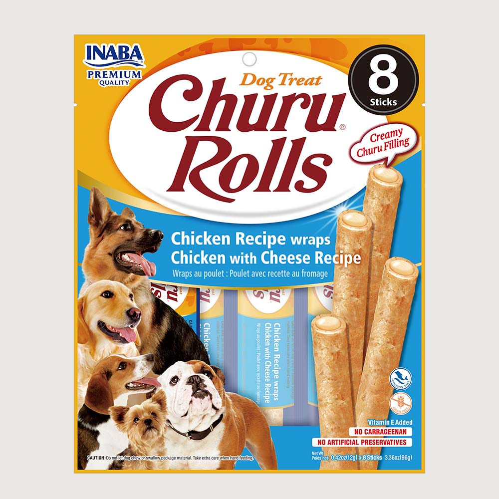 Snack Para Perro Churu Rolls Pollo - Queso 96 g - 8 Piezas