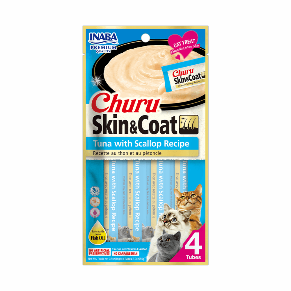Snack Churu Skin & Coat Atún y Vieira para Gato 4 x 14 g