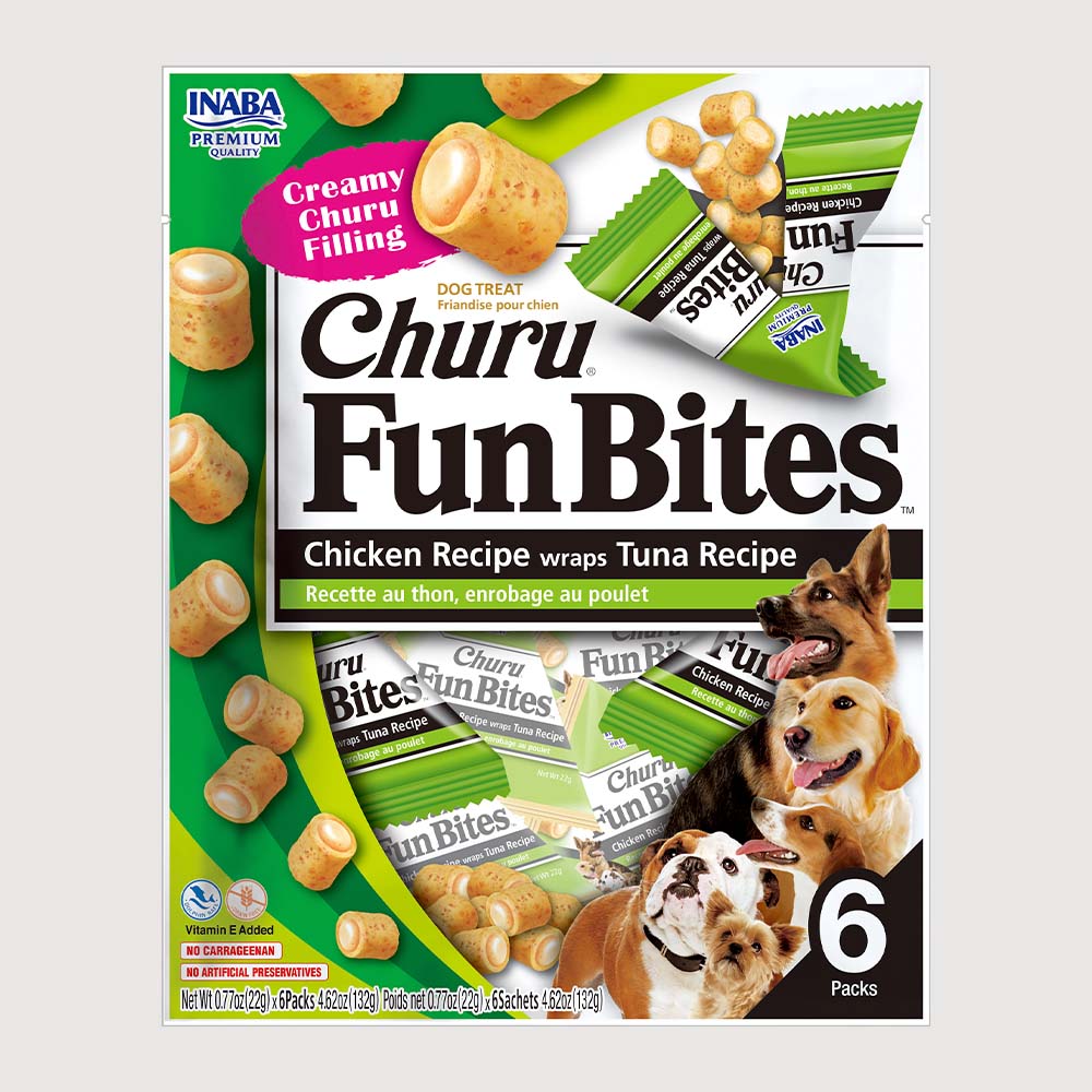 Snack Para Perro Fun Churu Bites Pollo Relleno de Pollo y Atún 6 POUCH X 22 g