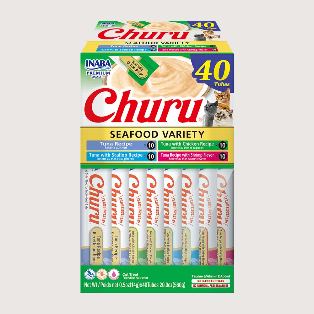 Snack Para Gato Caja Churu Atún Mariscos Variedad Inaba 40 u X 14 g
