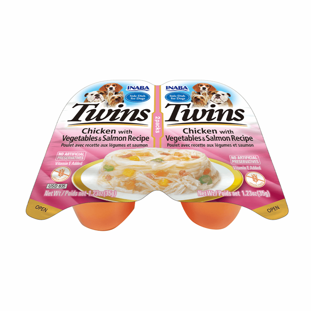 Snack Dog Twins Pollo Vegetales y Salmón para Perro Inaba 2 x 35 g