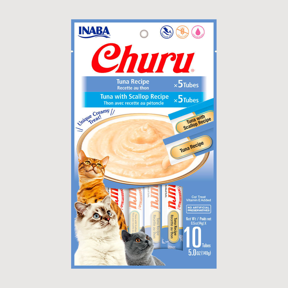 Snack Para Gato Cremoso Inaba Churu Tuna y Tuna Con Scallop 14 g