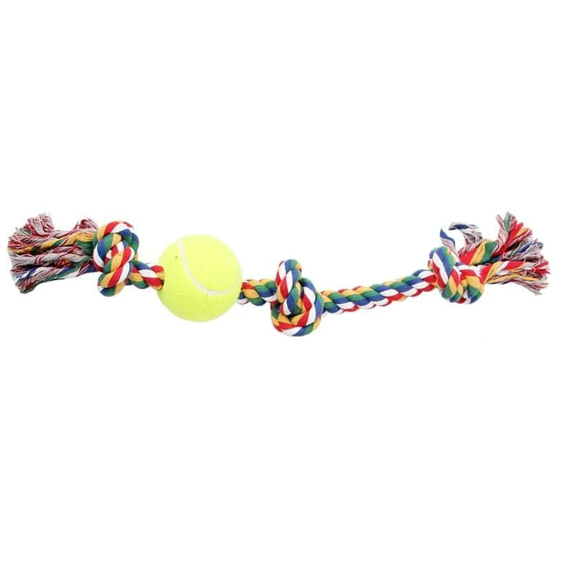 Hueso De Cuerda Con 3 Nudos Y Pelota De Tenis Multicolor Pawise 20,32 cm