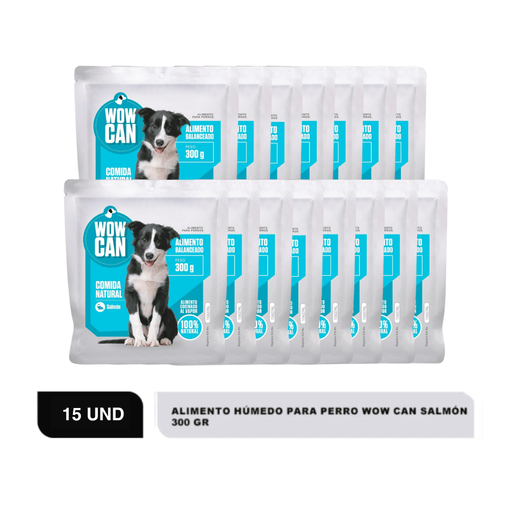 Combo Alimento Húmedo Para Perro Pouch Wow Can Salmón - x15 15 Un