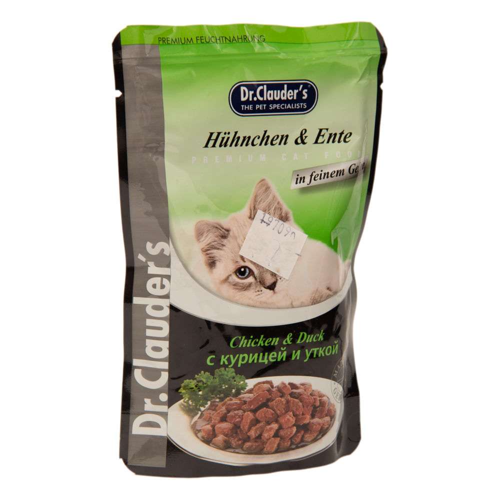 Alimento Húmedo Para Gato Dr.Clauder's Pollo Y Pato En Gelatina 100 g