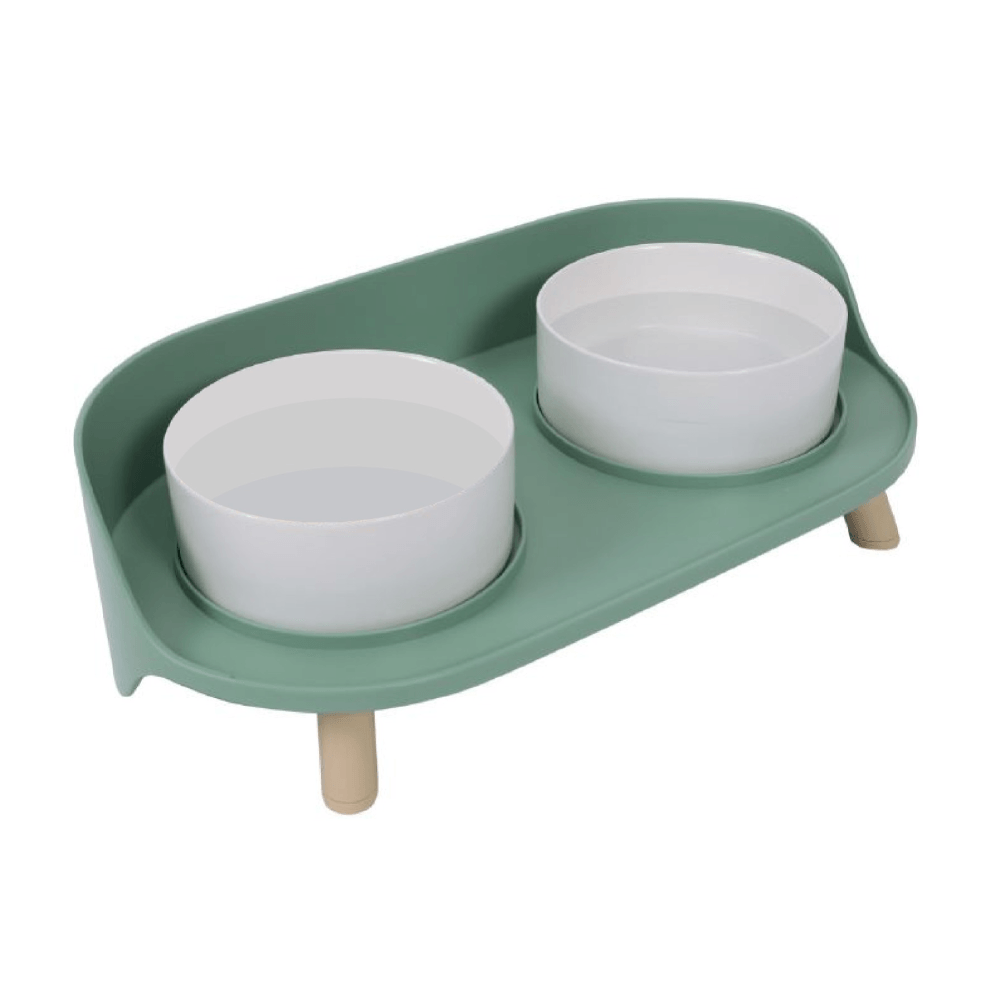 Comedero Doble Para Mascotas M-PETS Altitud Verde 19 x 37 x 11 cm