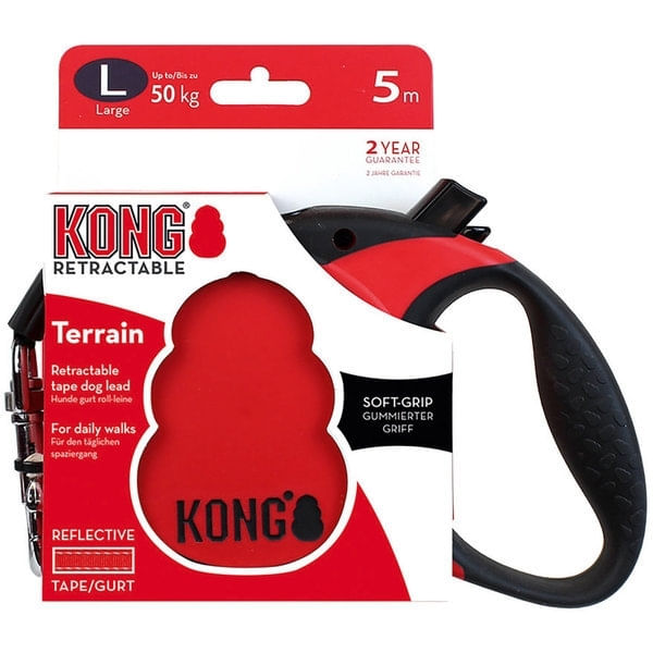 Correa Para Perro Kong Retráctil Terrain Roja L