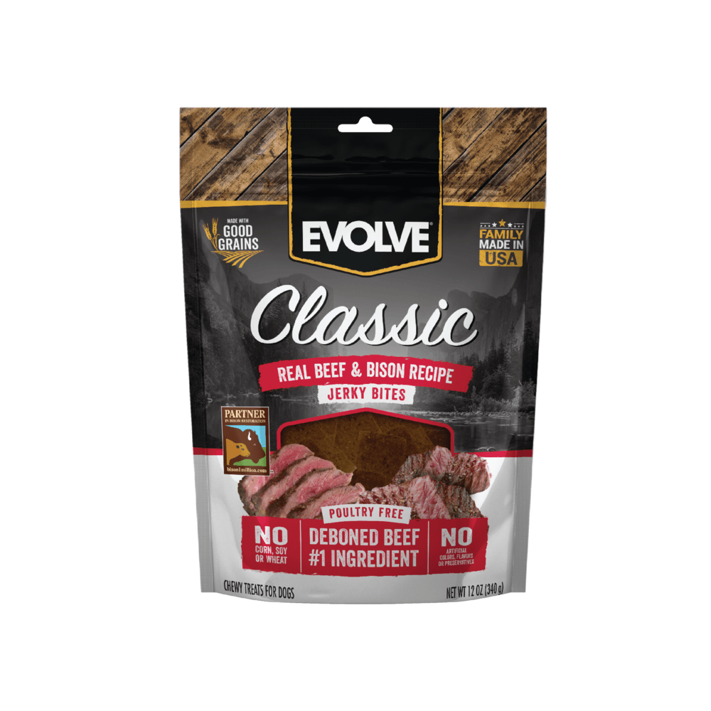 Snack Para Perro Evolve Grain Free Jerky Ternera Y Bisonte 340 g
