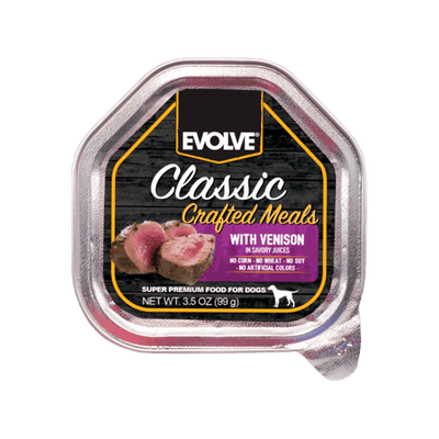 Alimento Húmedo Para Perro Evolve Classic Bandeja Crafted Meals Venado 99 g