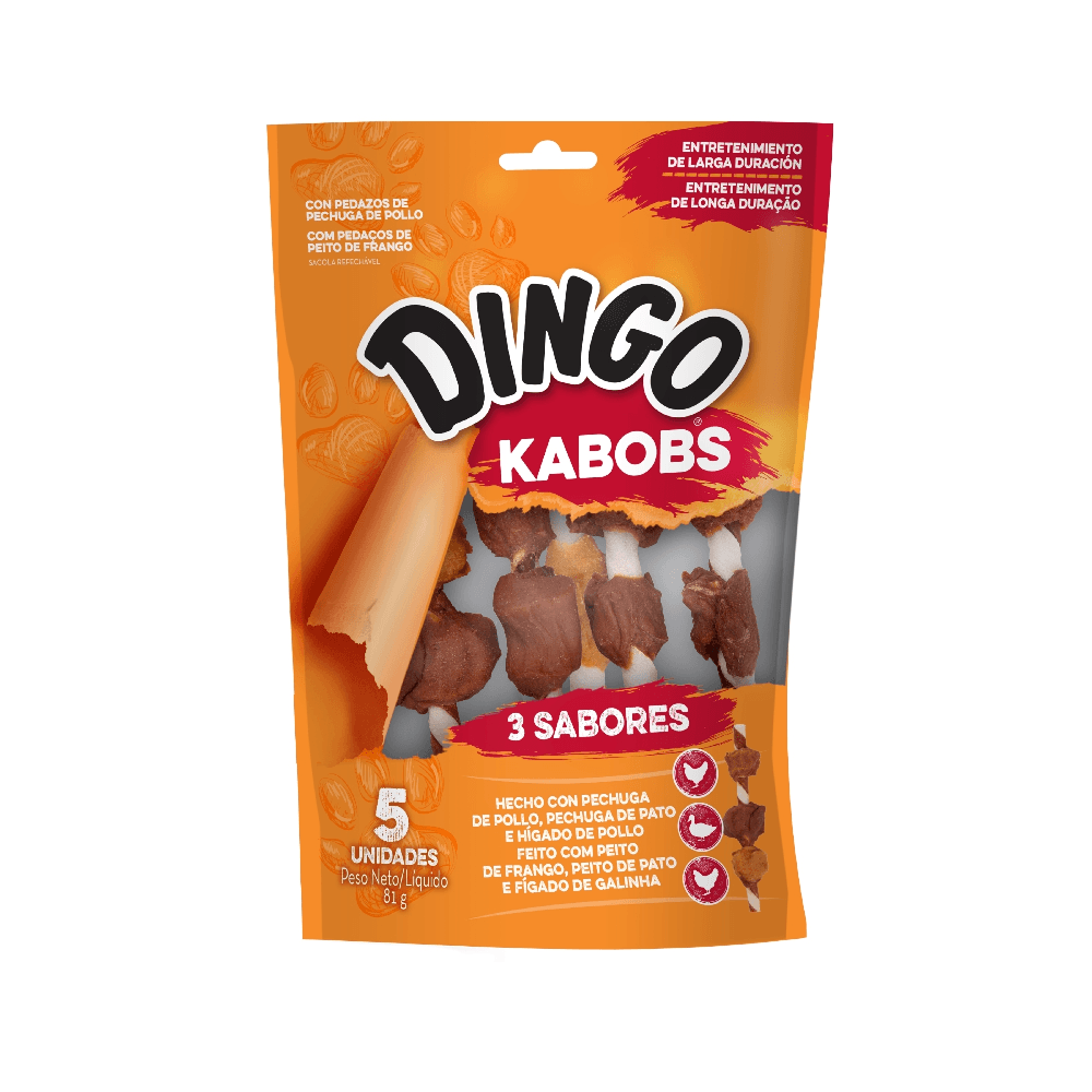 Snack Para Perro Dingo Kabobs 3 Sabores 5 u