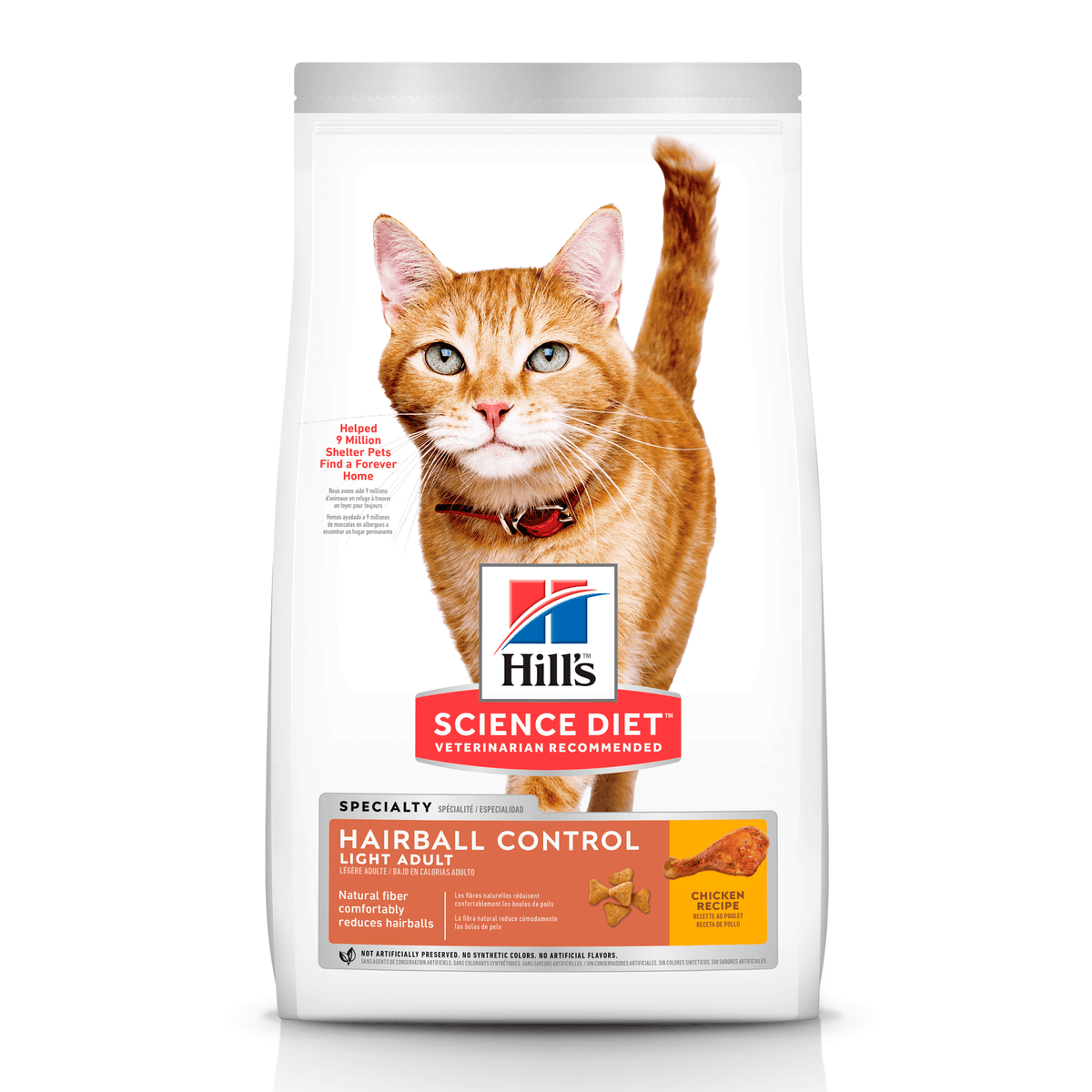 Alimento seco para gato Hills Science Diet Hairball Control Light bajo en calorías y control bolas de pelo 7 lb